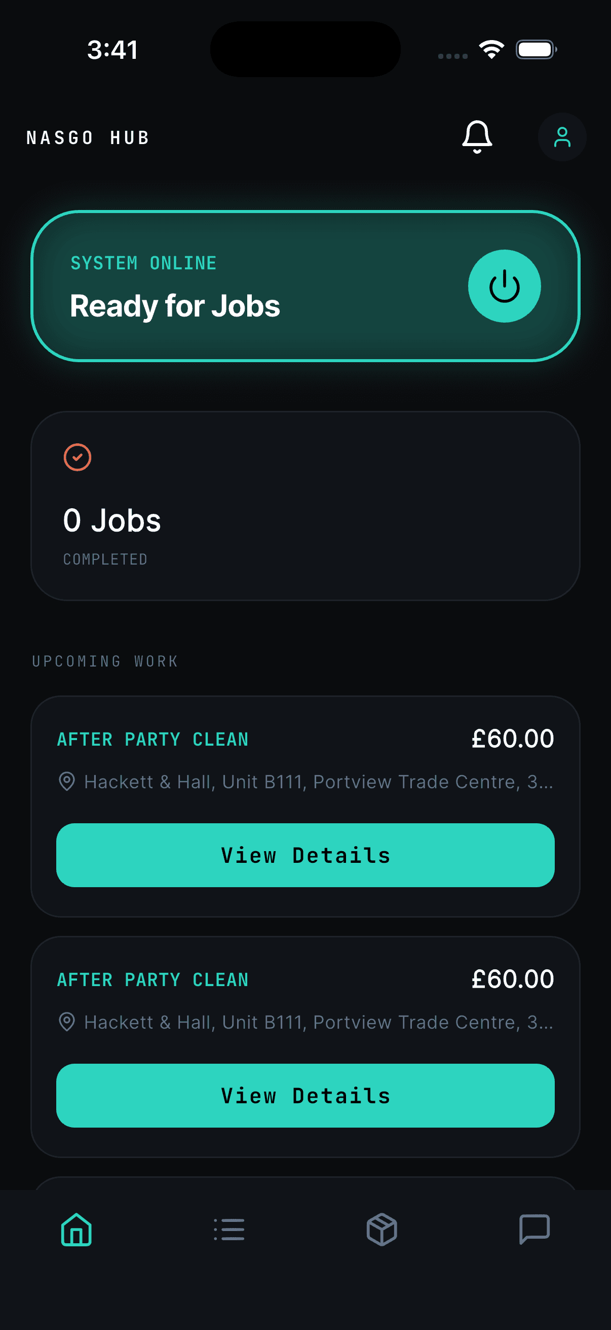 NasGo pro app — your bookings and earnings at a glance
